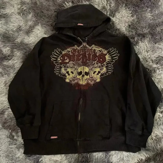 High-Quality Gothic Skull Print Hoodie