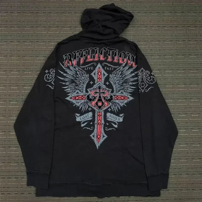 High-Quality Gothic Skull Print Hoodie