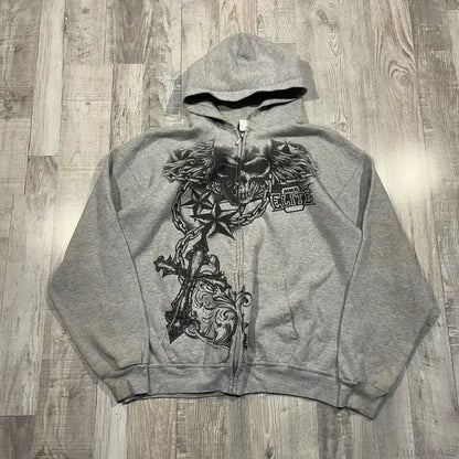 High-Quality Gothic Skull Print Hoodie