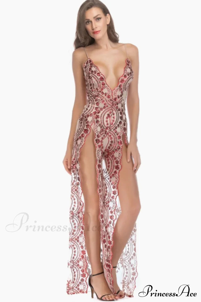 High Slit Backless Charming Boho Cocktail Gown