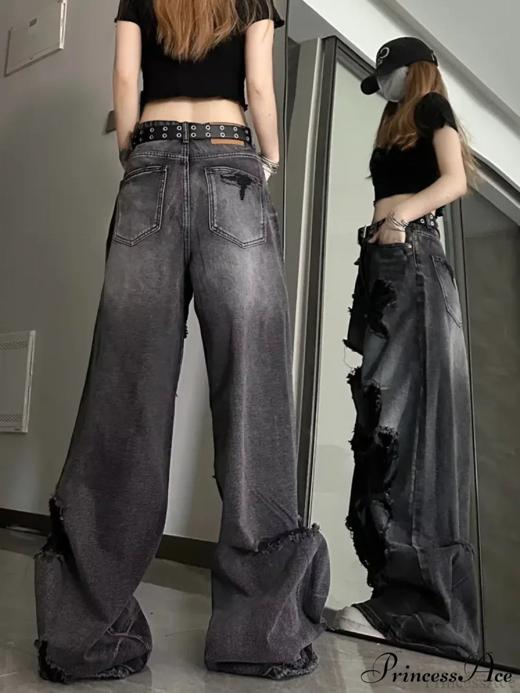 High Street Wide Leg Niche Design Trendy Jeans