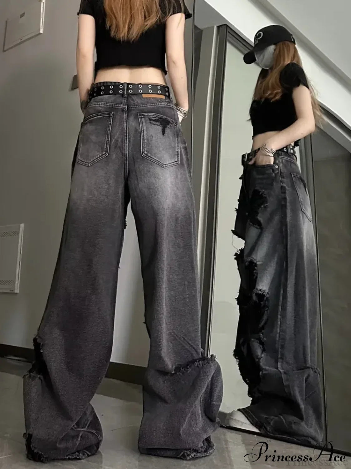 High Street Wide Leg Niche Design Trendy Jeans