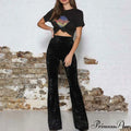 High Waist Velvet Wide Leg Velour Flare Pants