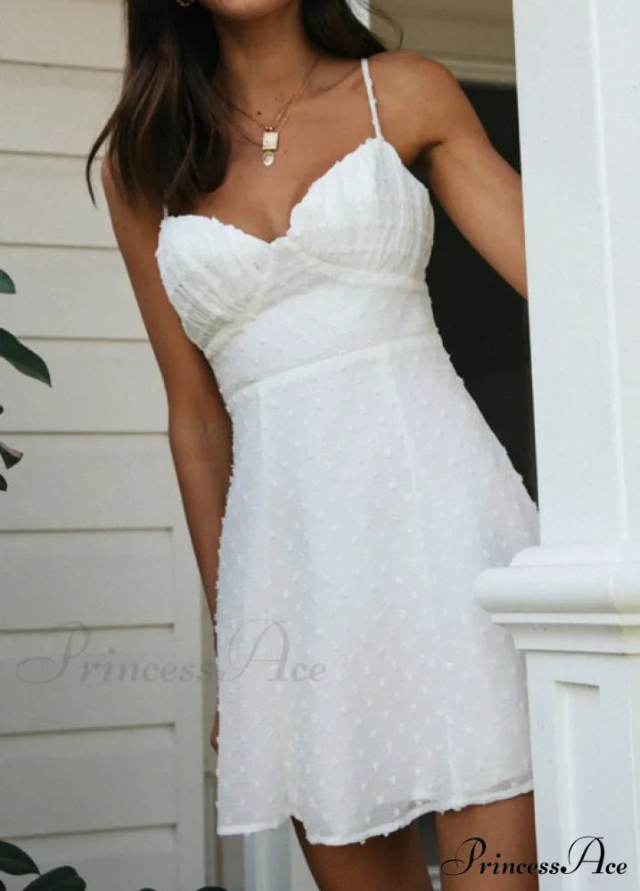 White Cotton Polka Dot Mini Dress
