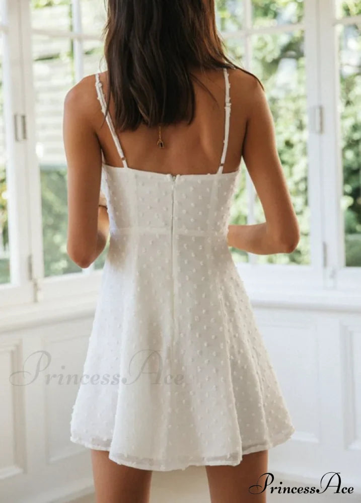 White Cotton Polka Dot Mini Dress