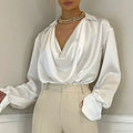 Ice Silk Loose Casual Satin Long Sleeve Blouse