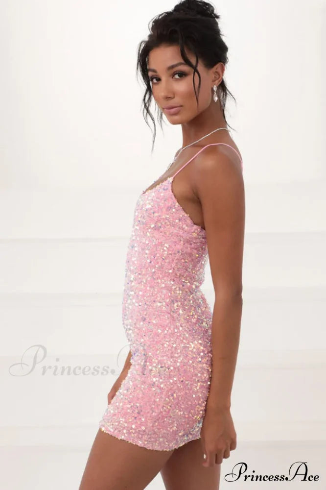 S-Iridescent Sequin Stylish Bodycon Dress