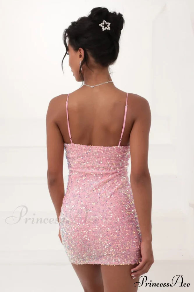S-Iridescent Sequin Stylish Bodycon Dress