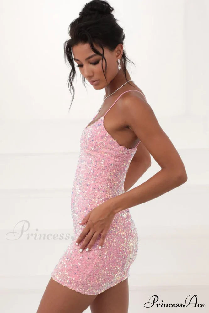 S-Iridescent Sequin Stylish Bodycon Dress