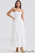 Isabella White Stylish Cotton Sundress