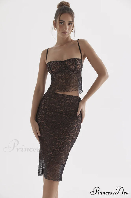 Jacinta Lace Camisole Top Graceful + Midi Skirt Set