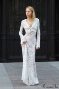 Jacquard Sheer Lace Sexy Bodycon Maxi Dress