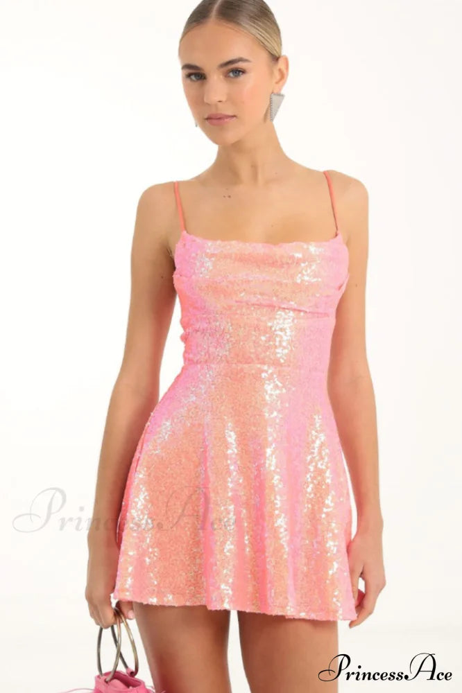 Jewel Sequin Stylish Cowl Neck Dress