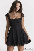 Kaia Black Stylish A-Line Mini Dress