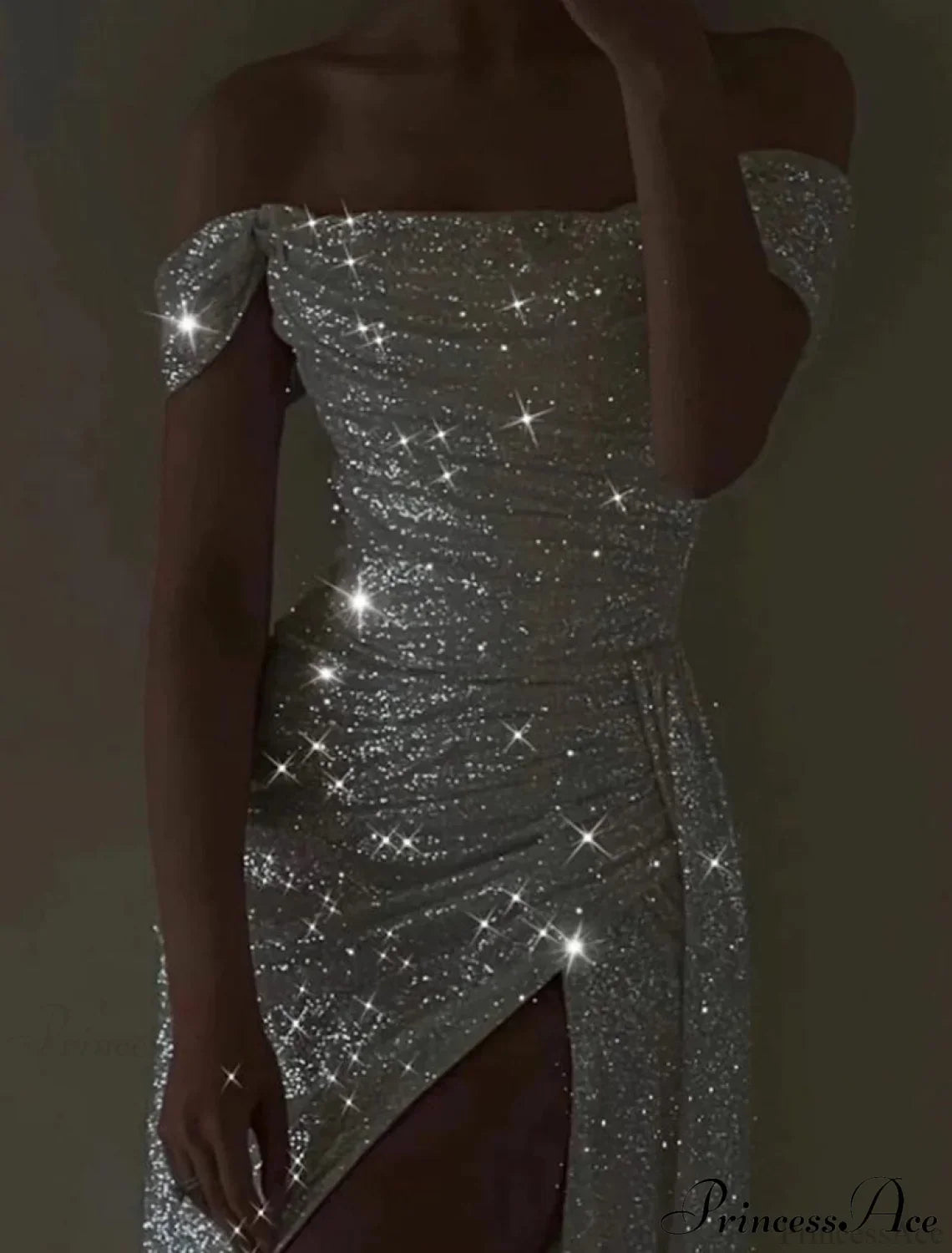 Kaliyah Formal High Charming Slit Lurex Dress