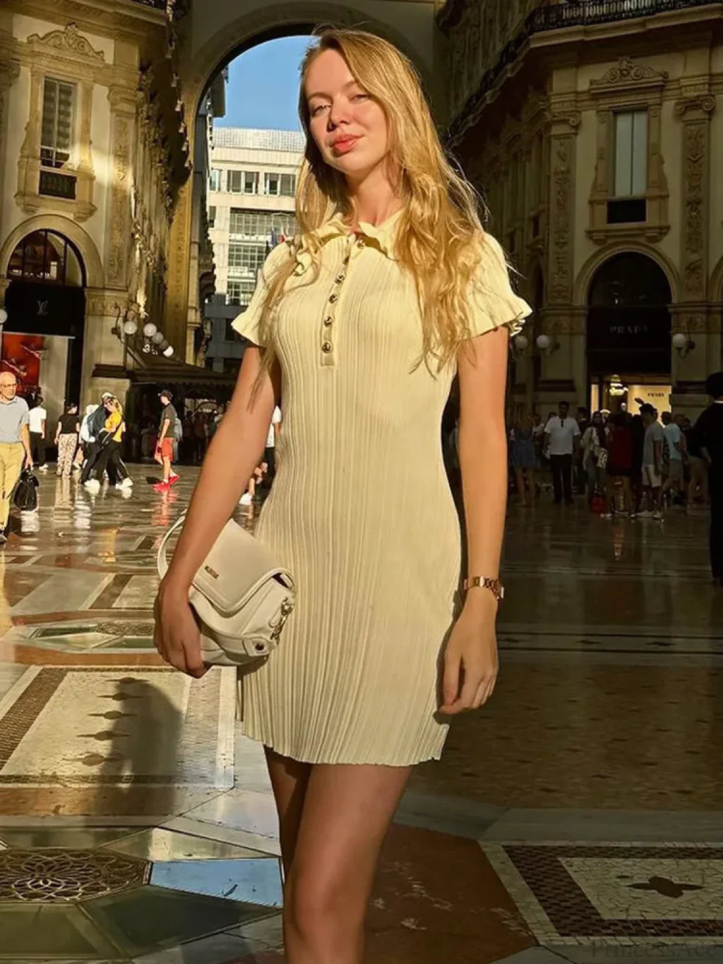Knit Retro Single-Breasted Mini Dress