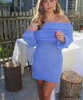 Knitted Off-Shoulder Long Charming Sleeve Mini Dress