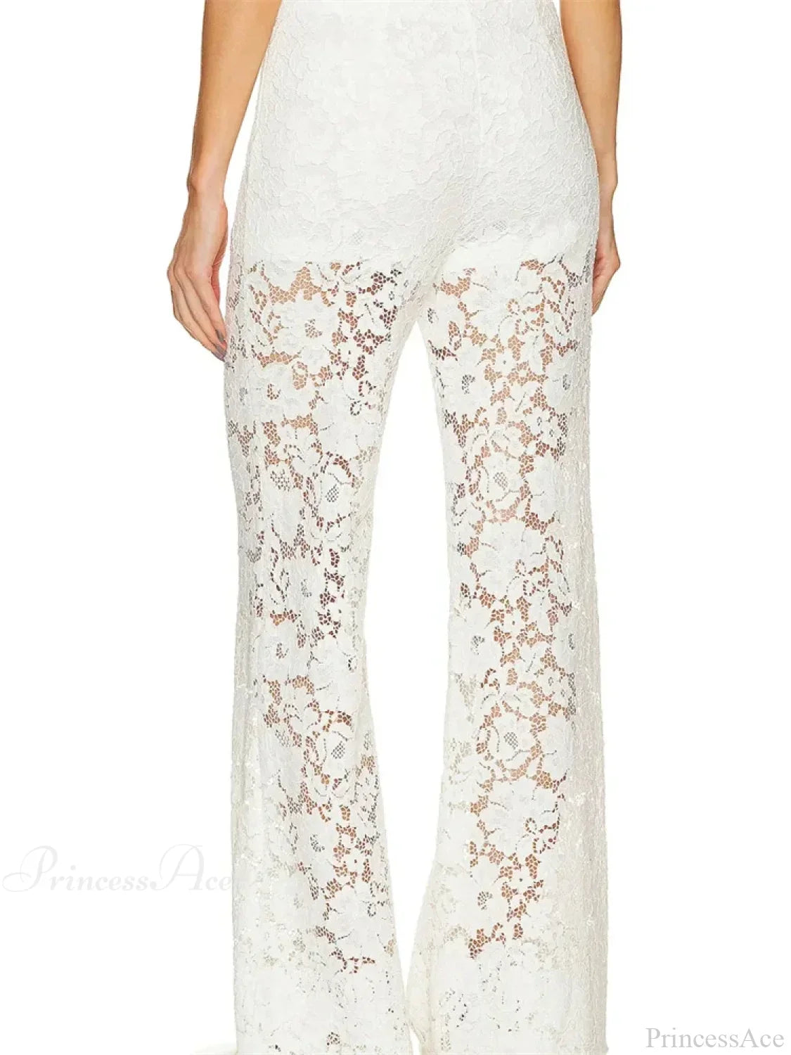 Lace Floral Loose Wide Leg See-Through Mesh Pant