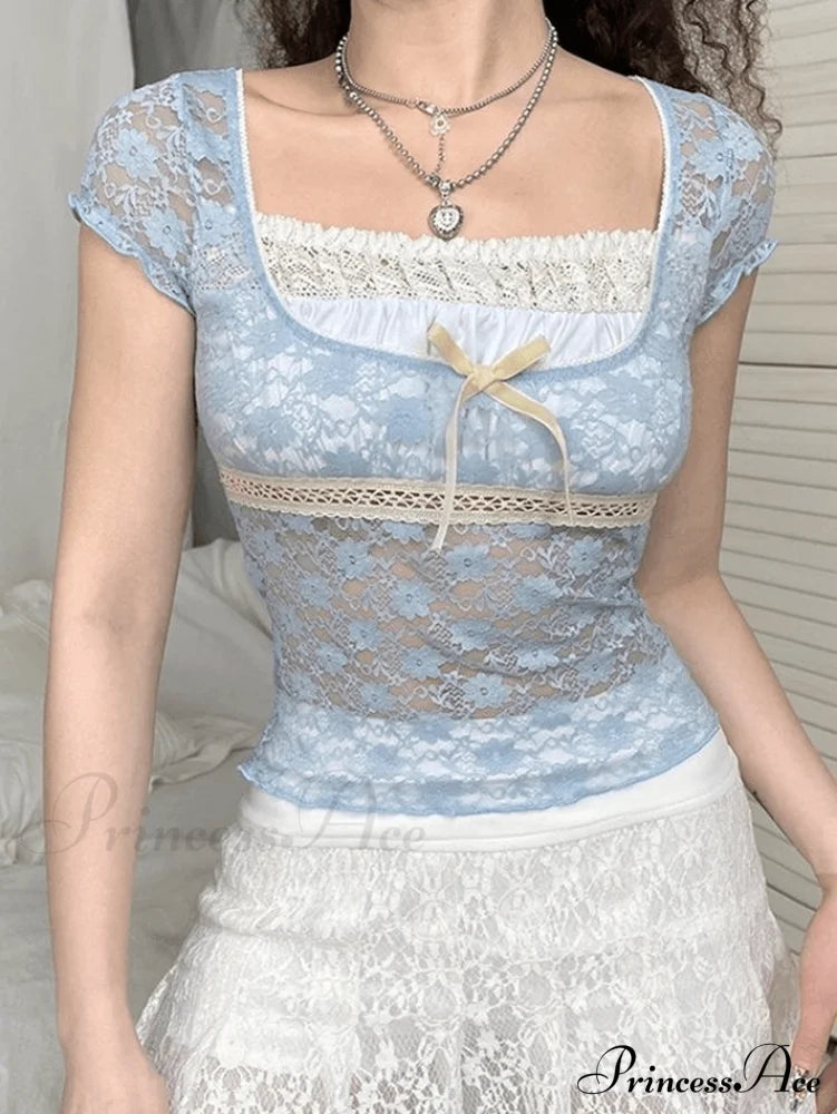 Lace Patchwork Graceful Butterfly Print Dress