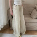 Lace Patchwork White Wide Leg Pants