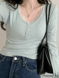 Lace Trim Graceful Knit Crop Top