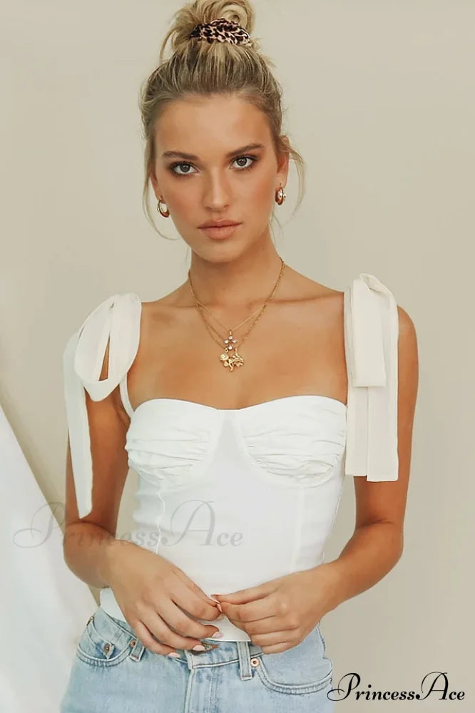 Lace Up Stylish White Tank Top