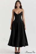 Lady Black Stylish Strapless Midi Dress