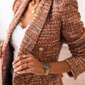 Lady Elegant Double-breasted Check Slim Long-sleeved Blazer