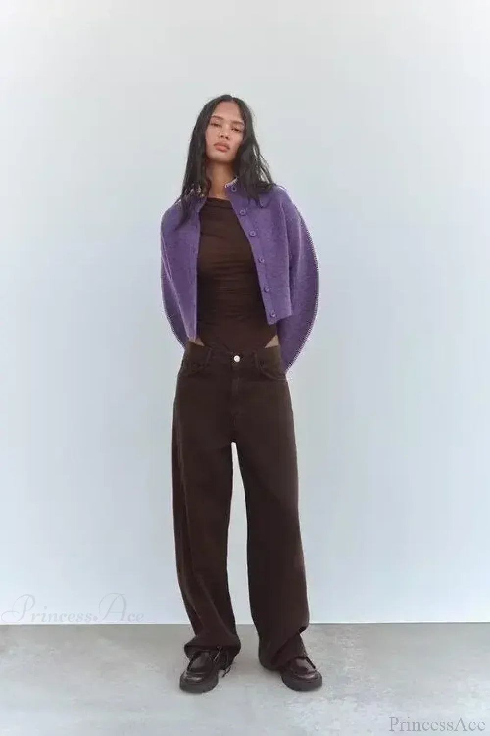 Lazy Loose High Collar Long Sleeve Cardigan