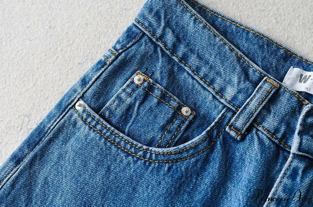 Leg Straight Denim Casual Fashion Women's - Baggy Jeans High Waist Fit