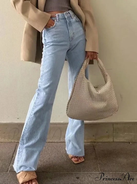 Leg Straight Denim Casual Fashion Women's - Baggy Jeans High Waist Fit