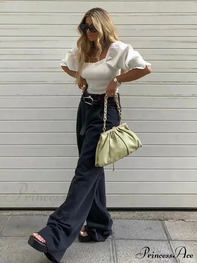 Leg Straight Denim Casual Fashion Women's - Baggy Jeans High Waist Fit