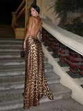 Leopard Backless Camisole Party Dress