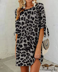 Leopard Print Round Neck Dress