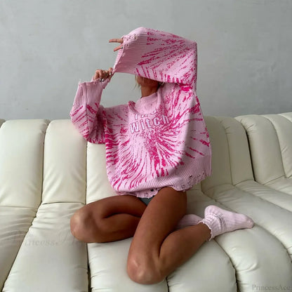 Letter Embroidery Lazy Style Sweater