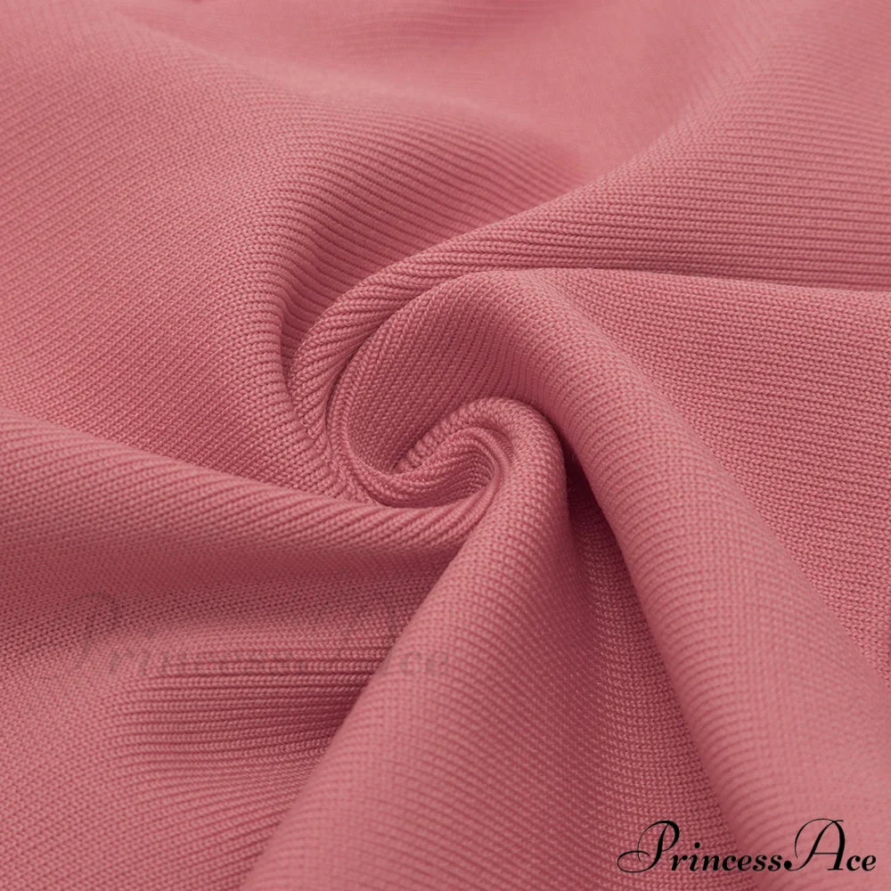 Long Arm Pink Warm-Season Sexy Bodycon Mesh Shoulder Bandage Backless Mini Women Off Dress