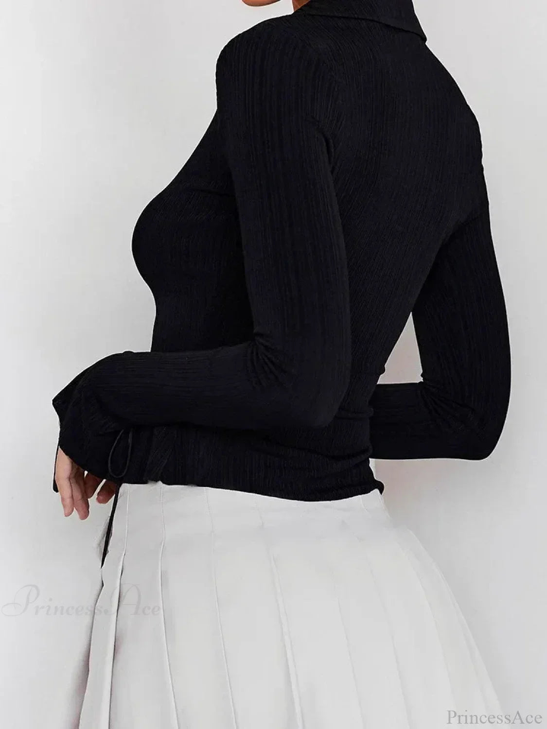 Long Sleeve Casual Turn-Down Collar Button-Down Knit Top