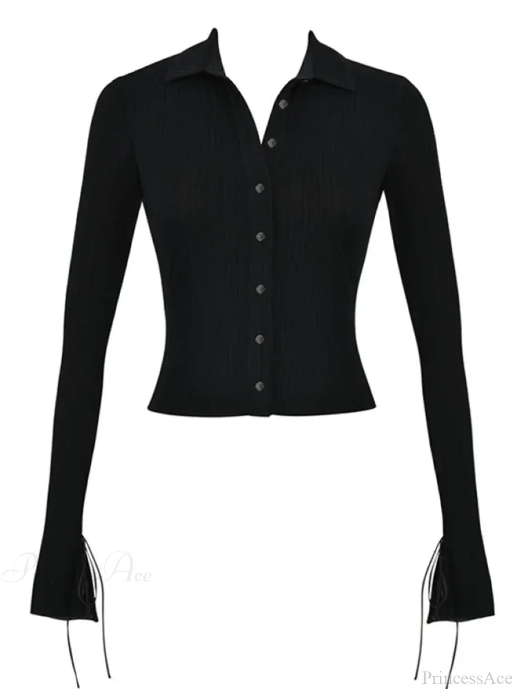 Long Sleeve Casual Turn-Down Collar Button-Down Knit Top