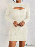 Long Sleeve Cut Out Sweater Knit Bodycon Dress