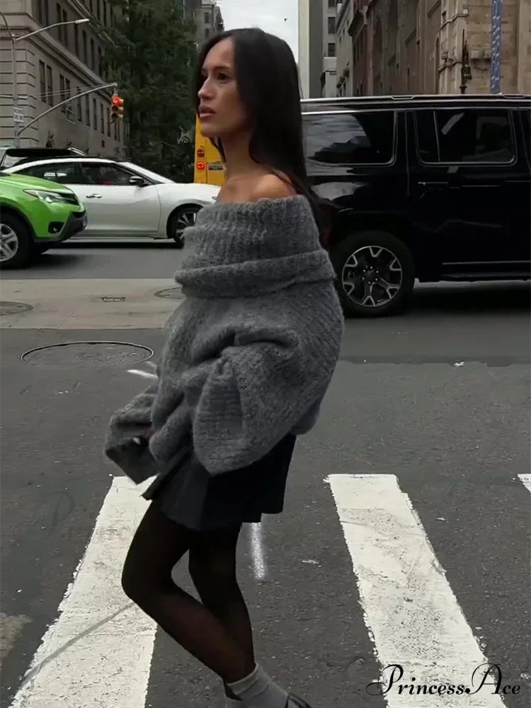 Long Sleeve Stylish Off Shoulder Sweater