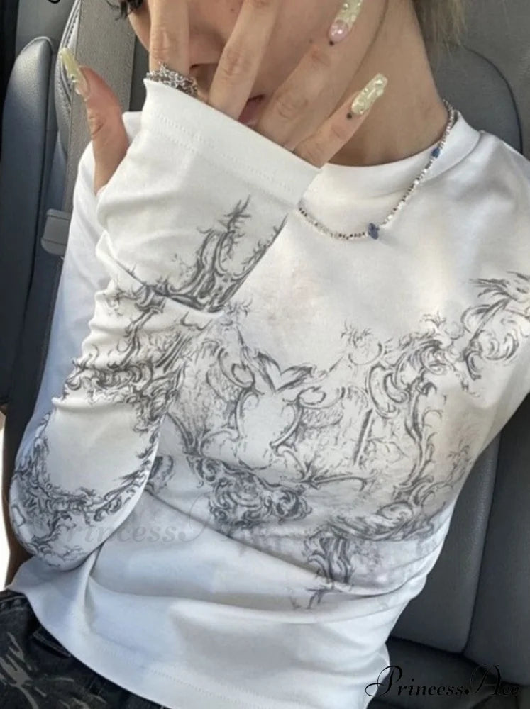Long Y2k Fashion Casual O-neck Arm De Vintage Blusas T-shirts Mujer Design Women Tunic Moda Tops