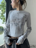 Long Y2k Fashion Casual O-neck Arm De Vintage Blusas T-shirts Mujer Design Women Tunic Moda Tops