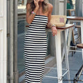 Loungewear Fashion Party Dress Modern Sleeveless Sexy Striped Ladies Dress