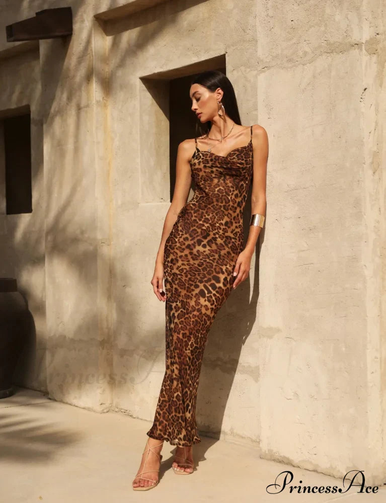 MARIA LEOPARD Stylish MAXI DRESS
