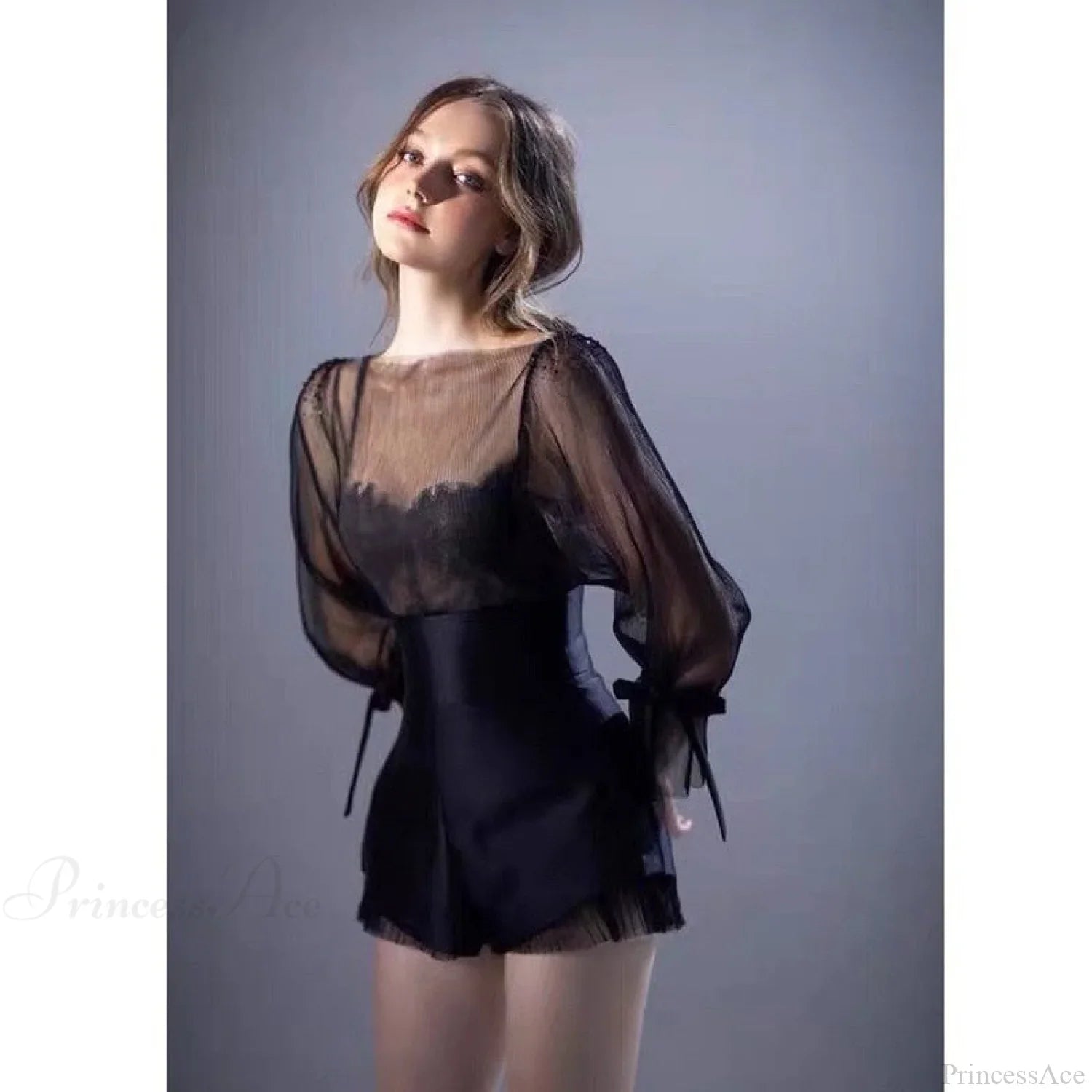 Mesh Lace Slimming Retro Sling Elegant Three Piece Set