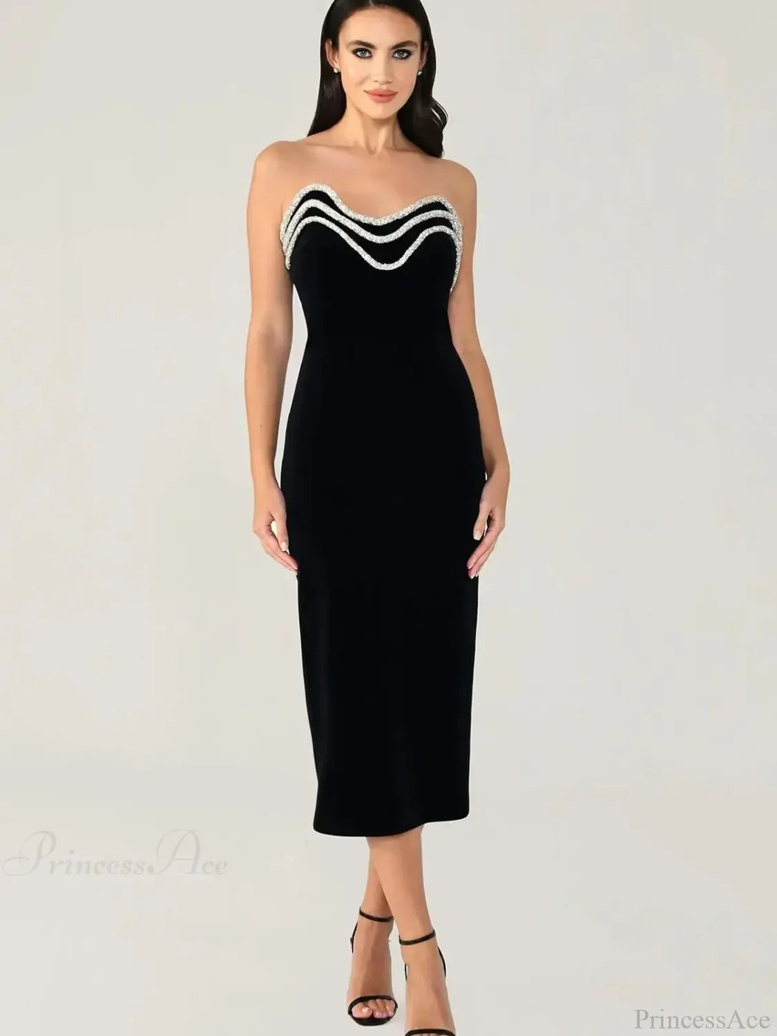 Metal Chain Black Bandage Party Dress