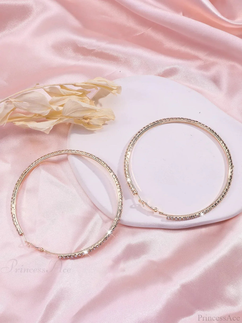Minimalist Rhinestone Inlaid Chunky Hoop Earrings