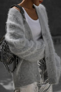 Mink V Neck Faux Fur Cardigan