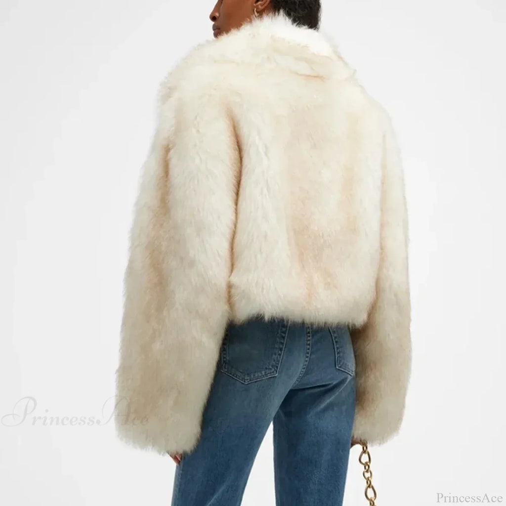 Neo Mint Gradient Cropped Fluffy Coat