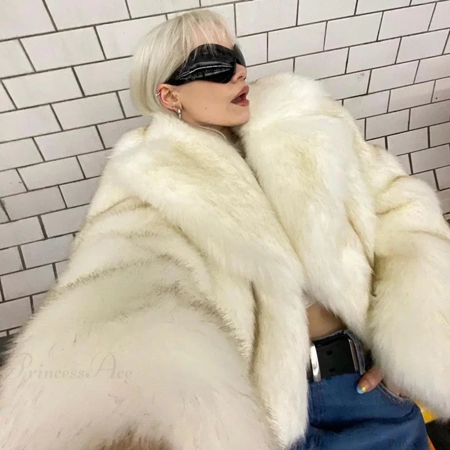 Neo Mint Gradient Cropped Fluffy Coat
